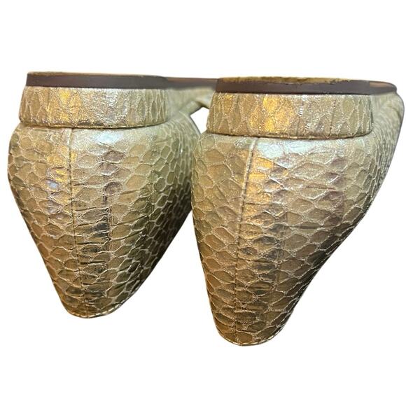 Naturalizer Kristin Leather Ballerina D’Orsay Flats Snakeskin Neutral Chic Prep - Picture 8 of 9